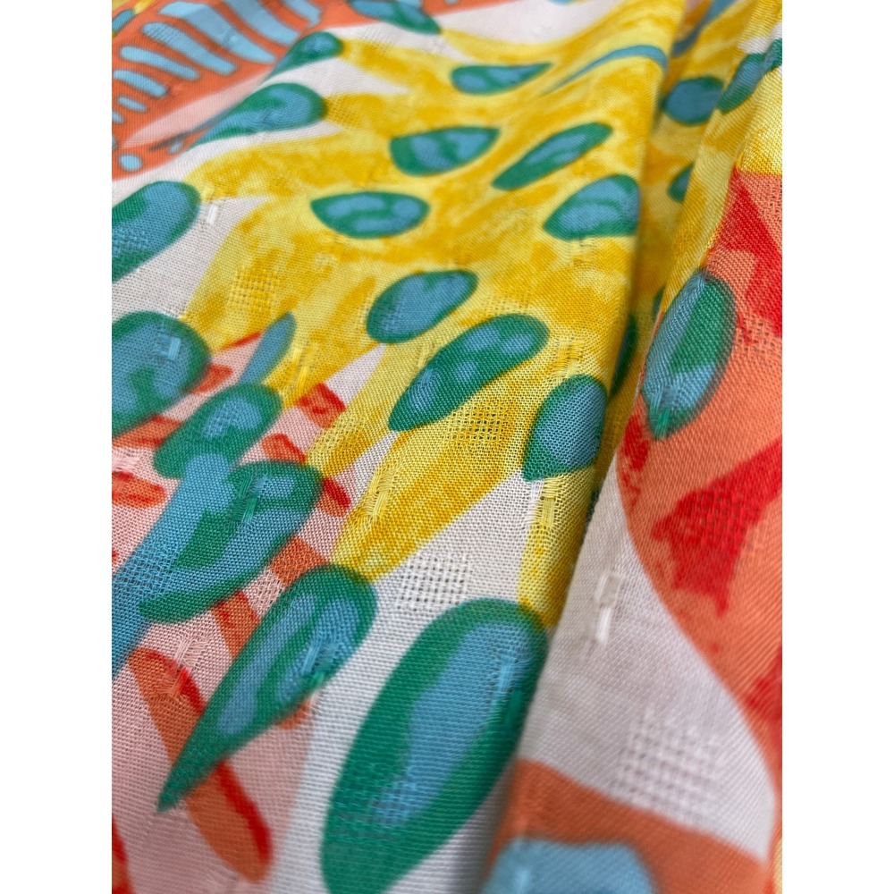 Christian Siriano Tropical Floral Smocked Button Front High Low Maxi Skirt M - Picture 16 of 16